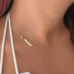 Custom Stainless Steel Name Necklace, Sideways Style, Personalized Dainty Gift