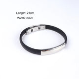 Stainless Steel Silicone Bangle Blank Engrave Black/Silver Plate Bracelet