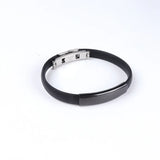 Stainless Steel Silicone Bangle Blank Engrave Black/Silver Plate Bracelet