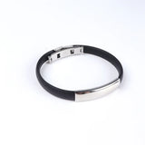 Stainless Steel Silicone Bangle Blank Engrave Black/Silver Plate Bracelet