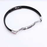 Stainless Steel Silicone Bangle Blank Engrave Black/Silver Plate Bracelet