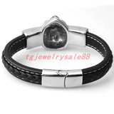 Stainless Steel Silver Lion Head Bracelet Men's Magnet Clasp