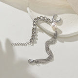 Stainless Steel Silver Bracelet for Women with Moon Charm