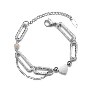 Stainless Steel Silver Bracelet for Women with Moon Charm