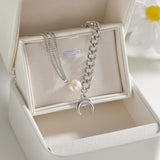 Stainless Steel Silver Bracelet for Women with Moon Charm