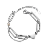 Stainless Steel Silver Bracelet for Women with Moon Charm