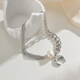 Stainless Steel Silver Bracelet for Women with Moon Charm
