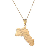 Stainless Steel Kurdistan Map Pendant Necklaces Kurdish Cities Chain Jewelry