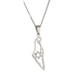 Stainless Steel Map Pendant Necklace Star of David