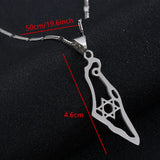 Stainless Steel Map Pendant Necklace Star of David
