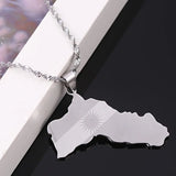 Stainless Steel Silver Kurdistan Map Pendant Necklaces Kurdish Map Charm Jewelry
