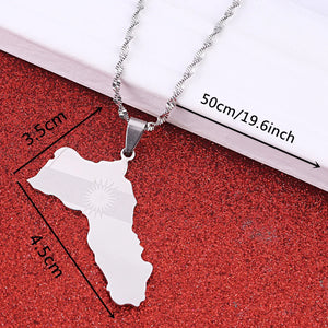 Stainless Steel Silver Kurdistan Map Pendant Necklaces Kurdish Map Charm Jewelry