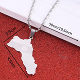 Stainless Steel Silver Kurdistan Map Pendant Necklaces Kurdish Map Charm Jewelry