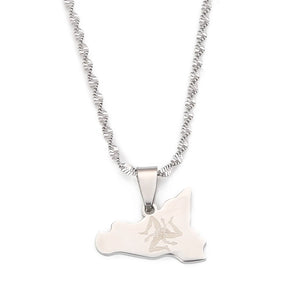 Stainless Steel Sicilia Map Necklace Pendant Italian Charm