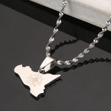 Stainless Steel Sicilia Map Necklace Pendant Italian Charm