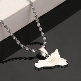 Stainless Steel Sicilia Map Necklace Pendant Italian Charm