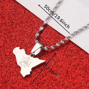 Stainless Steel Sicilia Map Necklace Pendant Italian Charm