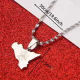 Stainless Steel Sicilia Map Necklace Pendant Italian Charm