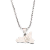 Stainless Steel Sicilia Map Necklace Pendant Italian Charm