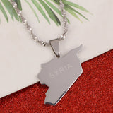 Stainless Steel Silver Syria Map Pendant Necklace Syrians Maps Jewelry