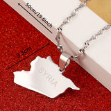 Stainless Steel Silver Syria Map Pendant Necklace Syrians Maps Jewelry