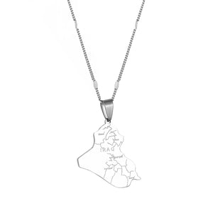 Iraq Map Pendant Necklace Iraqi Cities Chain Jewelry