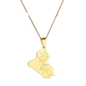 Iraq Map Pendant Necklace Iraqi Cities Chain Jewelry