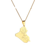 Iraq Map Pendant Necklace Iraqi Cities Chain Jewelry
