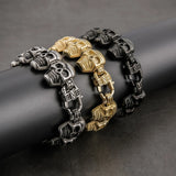 Men's Stainless Steel Skull Bracelet Gothic Chain Biker Hand Bangle