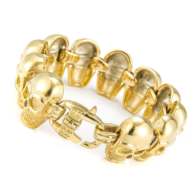 Men's Stainless Steel Skull Bracelet Gothic Chain Biker Hand Bangle