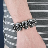 Men's Stainless Steel Skull Bracelet Gothic Chain Biker Hand Bangle