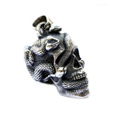 Stainless Steel Skull & Snake Necklace Halloween Personality Skull Pendant