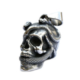 Stainless Steel Skull & Snake Necklace Halloween Personality Skull Pendant