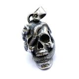 Stainless Steel Skull & Snake Necklace Halloween Personality Skull Pendant