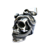 Stainless Steel Skull & Snake Necklace Halloween Personality Skull Pendant