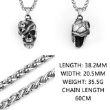 Stainless Steel Skull and Snake Necklace - Punk Neo-Gothic Sweater Chain