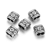 Stainless Steel Coin Patterned Slider Beads 5mm Double Hole