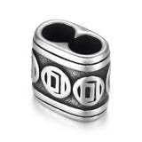 Stainless Steel Coin Patterned Slider Beads 5mm Double Hole