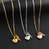 Heart Angel Wing Cremation Ash Urn Necklace Pendant