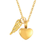 Heart Angel Wing Cremation Ash Urn Necklace Pendant