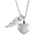 Heart Angel Wing Cremation Ash Urn Necklace Pendant