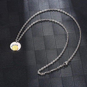 Stainless Steel Smiley Round Pendant Necklace Kids Jewelry Gift