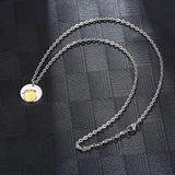 Stainless Steel Smiley Round Pendant Necklace Kids Jewelry Gift