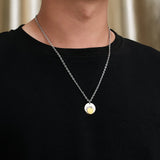 Stainless Steel Smiley Round Pendant Necklace Kids Jewelry Gift