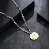 Stainless Steel Smiley Round Pendant Necklace Kids Jewelry Gift