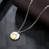 Stainless Steel Smiley Round Pendant Necklace Kids Jewelry Gift
