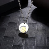 Stainless Steel Smiley Round Pendant Necklace Kids Jewelry Gift