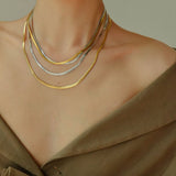 Snake Blade Necklace Stainless Steel Flat Chain