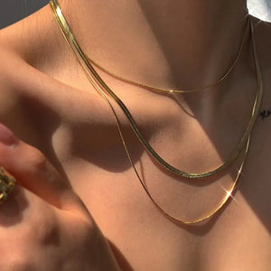 Snake Blade Necklace Stainless Steel Flat Chain