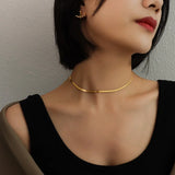 Snake Blade Necklace Stainless Steel Flat Chain